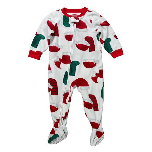 Carter's Baby‎ Christmas Fleece Footed Pajamas Red Size 18 Months - Picture 2 of 10